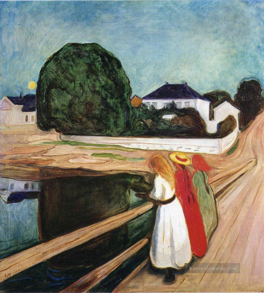 die Mädchen auf der Brücke 1901 Edvard Munch Expressionismus Ölgemälde